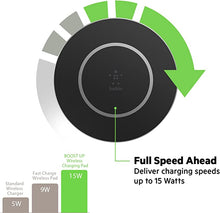 Load image into Gallery viewer, Belkin F7U014dqSLV Boost Up Qi 15W Wireless Charging Pad for Samsung, Black Pack
