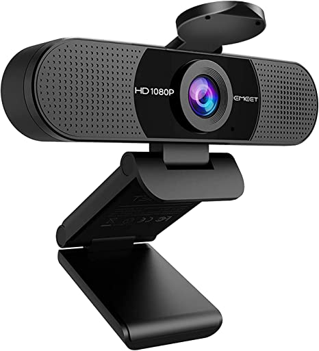 1080P Webcam with Microphone, eMeet C960 Web Camera, 2 Mics Streaming Webcam with Privacy Cover, 90°View Computer Camera, Plug&Play USB Webcam for Calls/Conference, Zoom/Skype/YouTube, Laptop/Desktop