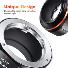 Load image into Gallery viewer, K&amp;F Concept MD to NEX Lens Mount Adapter for Minolta MD MC Mount Lens to NEX E Mount Mirrorless Cameras with Matting Varnish Design for Sony A6000 A6400 A7II A5100 A7 A7RIII
