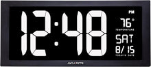 Load image into Gallery viewer, AcuRite 76102M Oversized LED Clock with Indoor Temperature, Date and Fold-Out Stand, 18&quot; , White
