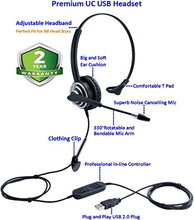 Load image into Gallery viewer, USB Headset with Microphone Noise Cancelling and Volume Controls, Computer PC Headset with Voice Recognition Mic for Teams Zoom Skype Softphones Conference Calls Online Course Gaming etc
