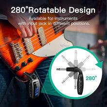 Load image into Gallery viewer, Wireless Guitar System,XIAOKOA UHF Wireless Guitar Transmitter Receiver 164Feet Range with HD LED Screen for Electric Guitar Bass Musical Instruments ?Black?
