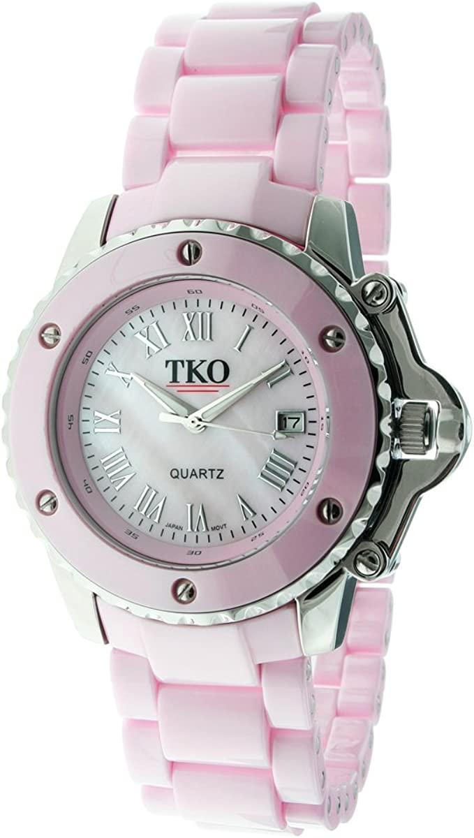 TKO ORLOGI Women's TK575-PK Genuine Ceramic Pink Dial Watch