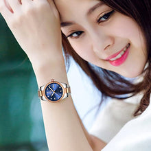 Load image into Gallery viewer, Women's Diamond Automatic Mechanical Rose Gold Stainless Steel Sapphire Waterproof Lady's Elegant Blue Watch
