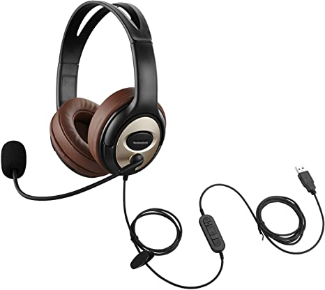 Emaiker Utra Comfort USB Headset with Noise Cancelling Microphone, Over Ear Stereo Computer Headphones with Mic fro PC Laptop for Dragon Dictation Teams Conference Office Work Skype Zoom Meeting Call