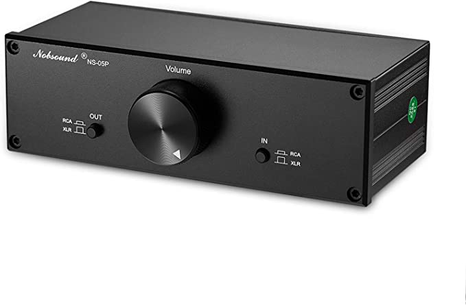 Nobsound Mini Fully-Balanced/Single-Ended Passive Preamp; Hi-Fi Pre-Amplifier; XLR/RCA Volume Controller for Active Monitor Speakers (Black)