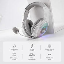 Load image into Gallery viewer, Redragon H350 White Wired Gaming Headset, Dynamic RGB Backlight - Stereo Surround-Sound - 50MM Drivers - Detachable Microphone, Over-Ear Headphones Works for PC/PS4/XBOX One/NS
