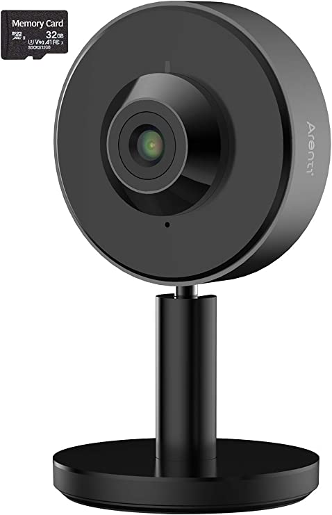 Indoor Security Camera Arenti INDOOR1, 2K/3MP Ultra HD, 2.4G Wi-Fi, Works with Alexa & Google Assistant, AI Powered Human Motion Detection, Sound Detection, Two-Way Audio, Night Vision with SD Card