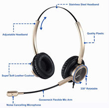 Load image into Gallery viewer, MAIRDI Telephone Headset with Microphone Noise Cancelling, Office Headset with RJ9 Jack for Home Call Center Landline IP Phones, Including 3.5mm Connector for Mobiles PC Laptops
