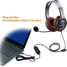 Load image into Gallery viewer, USB Headset with Microphone Noise Cancelling and Volume Controls, Computer PC Headphone with Voice Recognition Mic for Dragon Teams Zoom Skype Softphones Conference Calls Online Course Gaming and More
