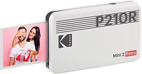 Kodak Mini 2 Retro 2.1x3.4” Portable Instant Photo Printer, Wireless Connection, Compatible with iOS, Android & Bluetooth, Real Photo, 4Pass Technology & Lamination Process, Premium Quality-White