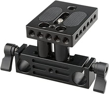 Load image into Gallery viewer, CAMVATE DSLR Baseplate Mount with Railblock Height Riser for 15mm Rail Rod Support System
