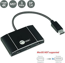 Load image into Gallery viewer, SIIG MST Hub DisplayPort to HDMI Splitter, DisplayPort 1.4 to 3X Multi Stream Transport Hub HDMI, DisplayPort Hub Video Splitter, DisplayPort Daisy Chain Monitor Adapter, Windows Only (CE-DP0Q11-S1)
