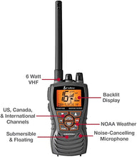 Load image into Gallery viewer, Cobra Marine Radio - MR HH150 FLT - 3 Watt, Floating, Long Range, Handheld, VHF Radio, NOAA, International, Waterproof, Submersible, Weather Alerts, LCD Screen, Belt Clip
