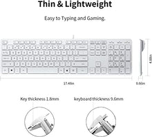 Load image into Gallery viewer, BFRIENDit Wired USB Keyboard , Comfortable Quiet Chocolate Keys , Durable Ultra-Slim Wired Computer Keyboard For PC , Windows 10 / 8 / 7 / Vista , KB1430 - White
