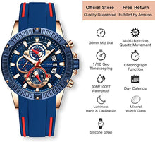 Load image into Gallery viewer, Mens Sports Watches Military Analog Tactical Watch Chronograph Waterproof Cool Watches for Men Quartz Multifunction Luminous Calendar Mens Watch MF0244G
