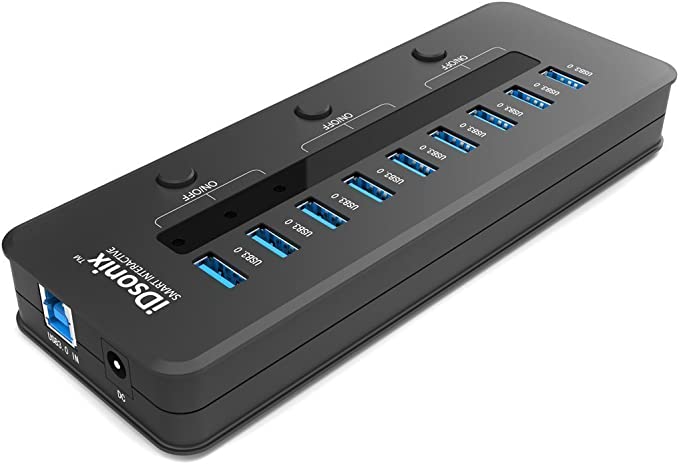 IDsonix 10 Port USB3.0 Hub with One Charging Port for Windows/Linux/Mac OS