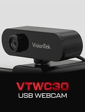 Load image into Gallery viewer, VisionTek VTWC30 Premium Full HD (1080P 30FPS) Webcam, for Windows, Mac, Linux, &amp; Chromebook, Computer Video Camera, Digital Dual Microphones, Manual Focus Lens, Privacy Cover, 83-Degree Viewing Angle
