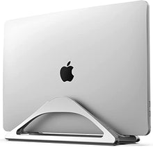 Load image into Gallery viewer, HumanCentric Vertical Laptop Stand for Desks (Matte Black) | Adjustable Holder to Dock Apple MacBook, MacBook Pro, and Other Laptops to Organize Work &amp; Home Office
