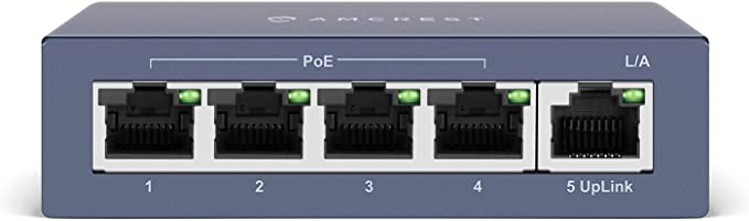 Amcrest AMPS5E4P-At-65 5-Port PoE+ Power Over Ethernet Poe Switch