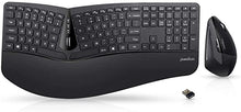 Load image into Gallery viewer, Perixx Periduo-605, Wireless Ergonomic Split Keyboard and Vertical Mouse Combo, Adjustable Palm Rest and Membrane Low Profile Keys, Black, US English Layout (11633)
