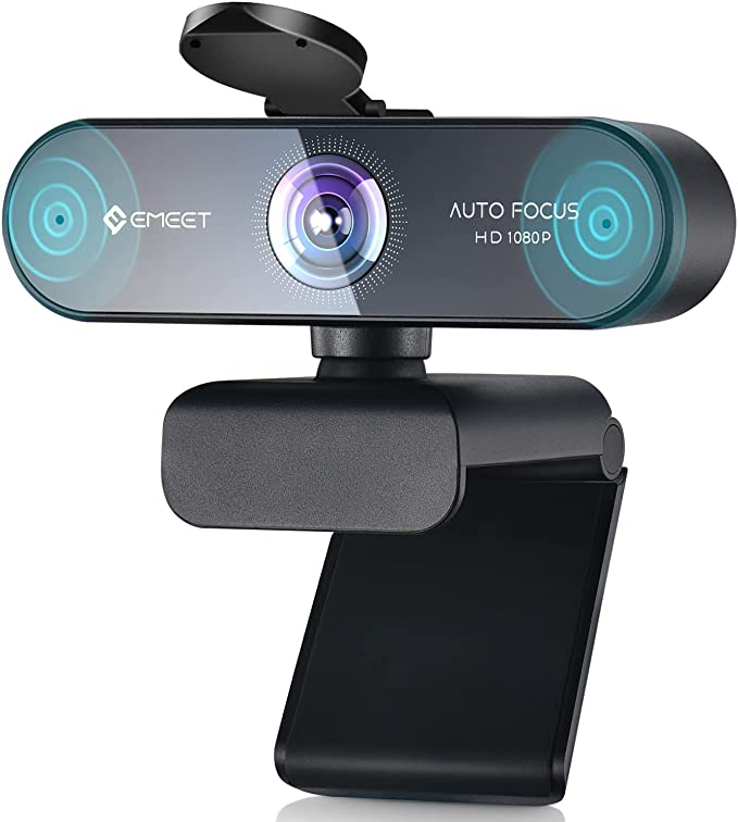 Webcam with Microphone – Autofocus Webcam with Privacy Cover eMeet Nova 96° View Web Camera 1080P w/2 De-Noise Mics, Plug & Play USB Webcam with Universal Clip for Screens & Tripods, Streaming Webcam