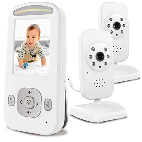 Video Baby Monitor 2 Cameras, Large Vertical Screen, Comfort-Designed Handheld, 1000ft Range, Secure Wireless Technology, Auto Night Vision Cam, Temperaure Alert.