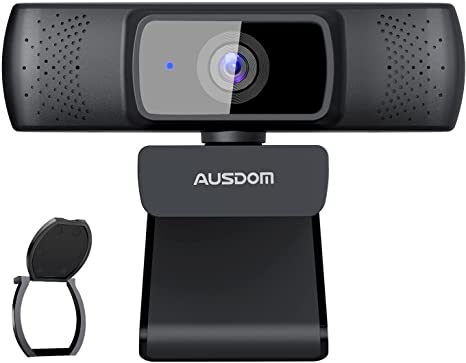 Autofocus 1080P Webcam with Privacy Cover, AUSDOM AF640 Full HD Business Web Camera with Dual Noise Reduction Microphones, 90° Wide-Angle View for Desktop/Laptop/Mac, Work with Skype/Twitch/Lync/WebEx