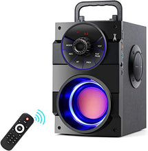 Load image into Gallery viewer, Bluetooth Speakers, Portable Wireless Speaker with Subwoofer Heavy Bass, 2 Loud Speaker, LED Lights, FM Radio, Remote Control, MP3 Player Powerful Speaker Suitable for Travel, Indoor and Outdoor
