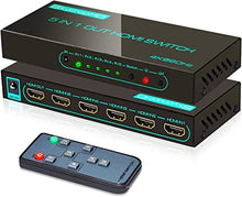 Load image into Gallery viewer, (Newest Version) 4K@60Hz HDMI Switch, SkycropHD 5 Port HDMI 2.0 Switcher with Remote Support Auto Switch, HDR10, Dolby Vision, Dolby Atmos, 18Gbps, CEC
