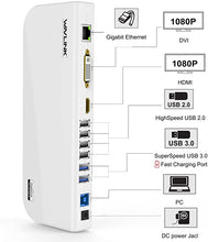 Load image into Gallery viewer, WAVLINK USB 3.0 Universal Laptop Docking Station Dual Video Display HDMI &amp;DVI/VGA, Gigabit Ethernet, Audio, 6 USB Ports for Windows, Chromebooks-White
