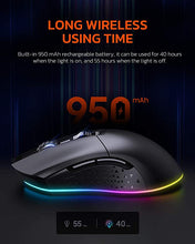 Load image into Gallery viewer, Wireless and Wired Dual-Mode Rechargeable Gaming Mouse with 7 Programmable Buttons, RGB and 7 Adjustable DPI Levels up to [10000DPI] [150IPS] [1000Hz Polling Rate] for PC and Notebook Gamer (Black)
