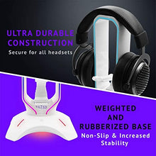 Load image into Gallery viewer, Tilted Nation RGB Gaming Headset Stand - 3 in 1 Headphone Stand with Mouse Bungee and 2 Port USB 3.0 Hub - The Ultimate Gaming Accessory - Dynamic RGB Headphone Holder with USB Charger - White
