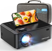 Load image into Gallery viewer, WiFi Mini Projector, DBPOWER 8000L HD Video Projector with Carrying Case&amp;Zoom, 1080P and iOS/Android Sync Screen Supported, Portable Home Movie Projector Compatible w/Smart Phone/Laptop/PC/DVD/TV
