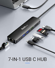 Load image into Gallery viewer, USB C Hub 4K 60Hz, Dockteck 7-in-1 USB C PD Ethernet Hub Dongle with 4K 60Hz HDMI, 1Gbps Ethernet, 100W PD, 2 USB 3.0, SD/Micro SD for MacBook Air/Pro M1 2020, iPad Pro 2021, iPad Mini 6 and More
