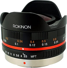 Load image into Gallery viewer, Rokinon FE75MFT-B 7.5mm F3.5 UMC Fisheye Lens for Micro Four Thirds (Olympus PEN and Panasonic), Black
