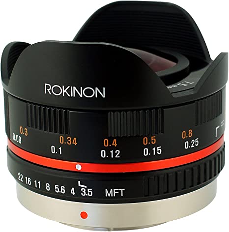 Rokinon FE75MFT-B 7.5mm F3.5 UMC Fisheye Lens for Micro Four Thirds (Olympus PEN and Panasonic), Black
