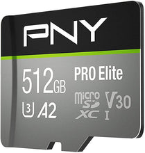 Load image into Gallery viewer, PNY 512GB PRO Elite Class 10 U3 V30 microSDXC Flash Memory Card

