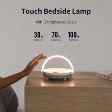 Load image into Gallery viewer, LED Night Light, EZVALO Music Bedside Lamp with Wireless Charger, 4 in 1 Touch Lamp, Portable Bluetooth Speaker, Phone Holder Dimmable Wireless Charging Nightstand Lamps for Bedroom Gifts for Women
