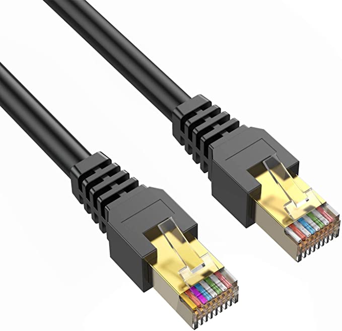 Outdoor Cat7 Ethernet Cable 200ft Black,Phizli Shielded Grounded UV Resistant Waterproof Buried-able Network Cord 10 Gigabit 600MHz Triple Shielded (SFTP) with OFC for Modem, Router, LAN, Computer