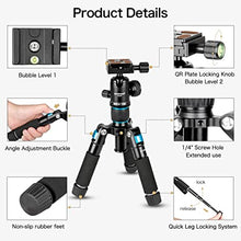 Load image into Gallery viewer, Koolehaoda Portable Mini Tripod Aluminum Alloy Tabletop Tripod Height 20 inch / 51cm with 360 Degree Ball Head and Bag for DSLR Camera, Video Camcorder.Load up to 11lbs / 5kg - (Blue)
