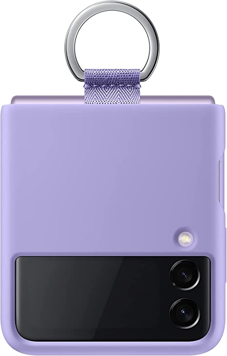 Samsung Electronics Galaxy Z Flip 3 Phone Case, Silicone Protective Cover with Ring, Heavy Duty, Shockproof Smartphone Protector, US Version, Lavender,EF-PF711TVEGUS