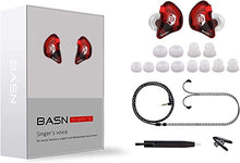 Load image into Gallery viewer, BASN Bsinger BC100 in Ear Monitor Headphones Universal Fit Noise Isolating IEM Earphones for Musicians Singers Studio Audiophiles (Red)
