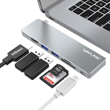 Load image into Gallery viewer, WAVLINK USB C Hub, 7-in-1 Type C Adapter with 4K HDMI, RJ45 Gigabit Ethernet, 2 USB 3.0, SD/TF Card Reader, 100W PD Mini Docking Station for MacBook Pro/Air and USB-C Windows Laptops
