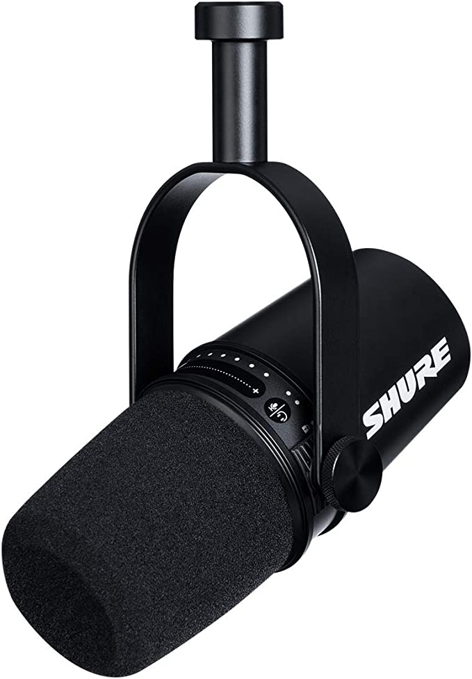 Shure MV7 USB Podcast Microphone for Podcasting, Recording, Live Streaming & Gaming, Built-in Headphone Output, All Metal USB/XLR Dynamic Mic, Voice-Isolating Technology, TeamSpeak Certified - Black