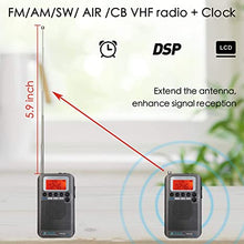 Load image into Gallery viewer, Retekess TR105 Air Band Radio Receiver, Portable FM AM SW Full Band Radio, CB Receiver Digital Alarm Speaker with Extend Antenna LCD Display?Gray?
