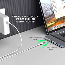 Load image into Gallery viewer, HyperDrive USB C Hub, Sanho Duo 7-in-2 USB-C Adapter for MacBook Pro Air with Magnetic Grip Thunderbolt 3 USB-C 40Gbps 100W PD USB-A 3.1 4K60Hz HDMI SD MicroSD, Space Gray
