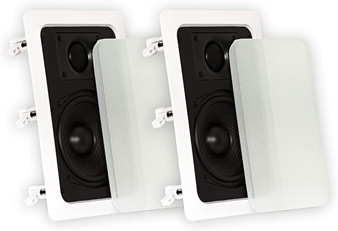 Theater Solutions TS50W in Wall Speakers Surround Sound Home Theater Pair, White, 5.25-Inch