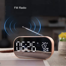 Load image into Gallery viewer, Wireless Bluetooth Speaker Clock,Digital Mirror Radio Alarm Clock USB Charging Port AUX TF Card Play Display for Bedside Bedroom(Gold)
