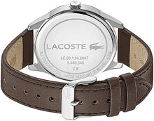 Load image into Gallery viewer, Lacoste Men&#39;s Vienna Stainless Steel Quartz Watch with Leather Calfskin Strap, Brown, 20 (Model: 2011045)

